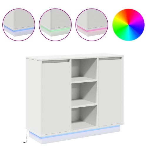 LED конзолна маса Бяло 90 х 32 х 75 см Инженерно дърво