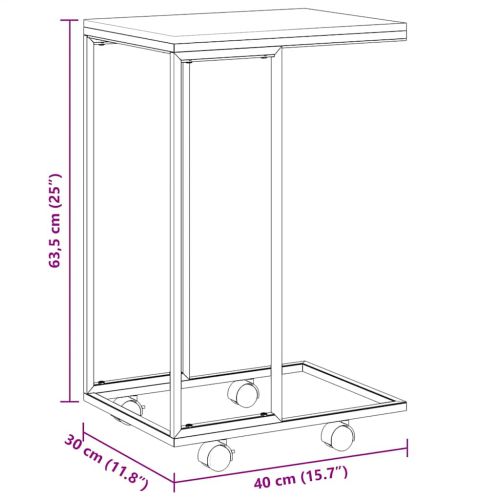 Помощна маса с колелца бяла 40x30x63,5 см инженерно дърво