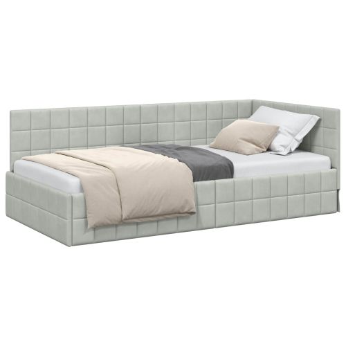 Ъглова рамка за легло Светлосиво 90 см x 190 см Кадифе