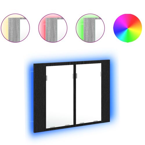 Шкаф с огледало за баня с рафт Черния дъб 60 x 12 x 45 см