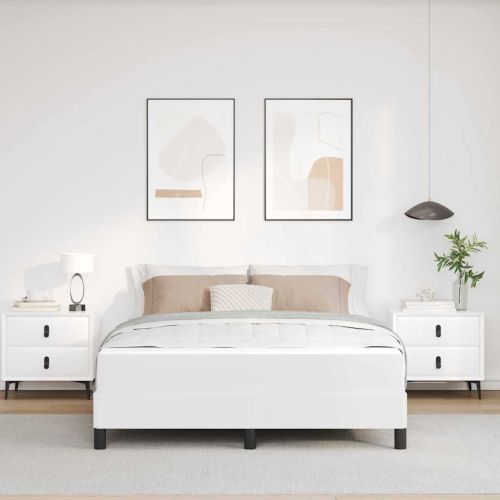 Рамка за легло с матрак Чисто бяло 140 x 190 cm текстил