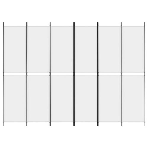 Параван за стая, 6 панела, бял, 300x220 см, текстил
