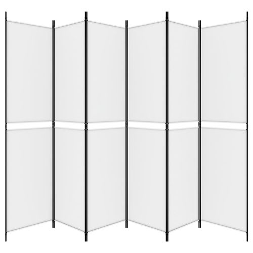Параван за стая, 6 панела, бял, 300x220 см, текстил