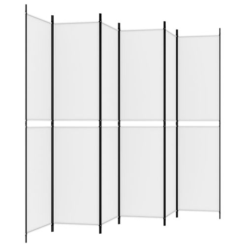 Параван за стая, 6 панела, бял, 300x220 см, текстил