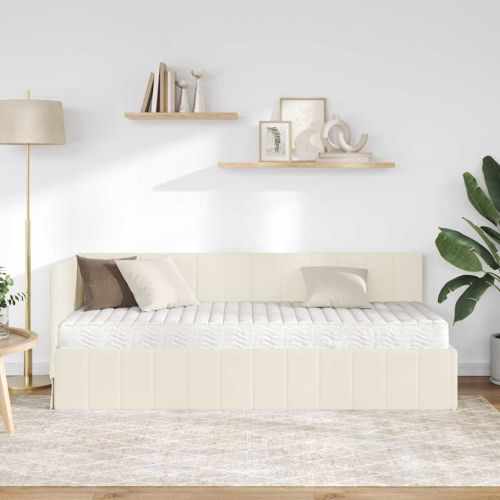 Ъглова рамка за легло с матрак с матрак 2 pcs Крем Кадифе