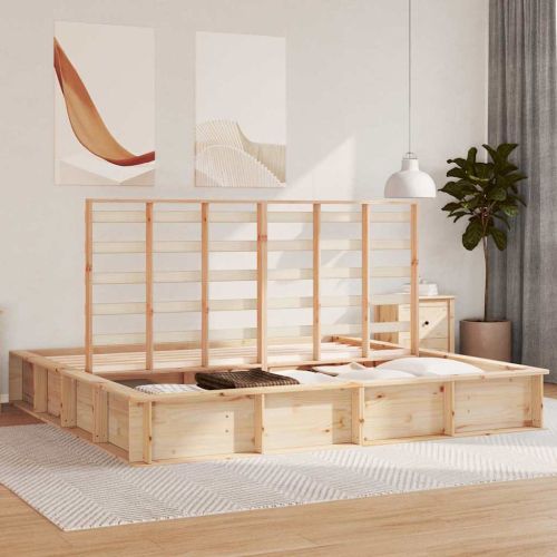 Рамка за легло Кафяво 200 x 200 cm Солидно борово дърво