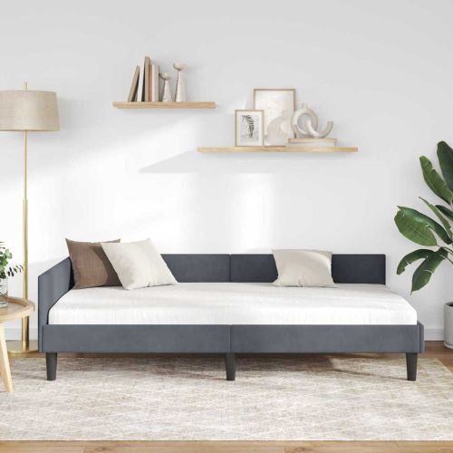 Ъглова рамка за легло Тъмен сив 80 см x 200 см ВелуриПДЧ