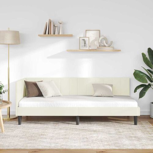 Ъглова рамка за легло с таблото Крем 80 см x 200 см Кадифе