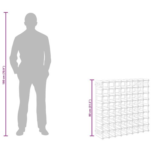 Стойка за вино за 72 бутилки, кафява, бор масив