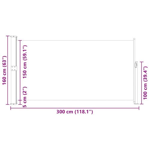 Странична тента за вътрешен двор/тераса, 160x300 см, синя