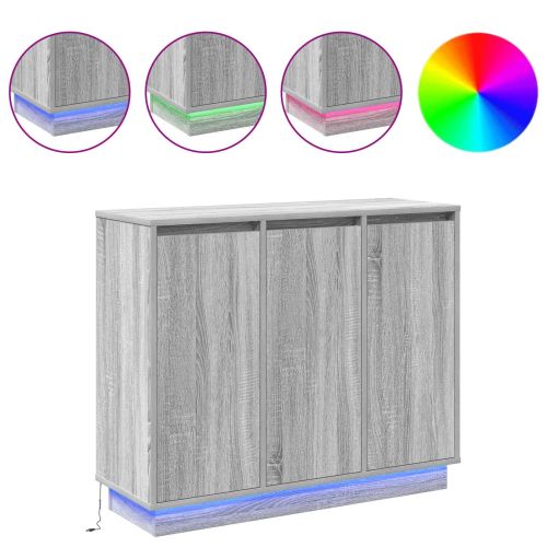 LED конзолна маса Сив Сонома 90 х 32 х 75 см Инженерно дърво