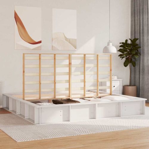 Рамка за легло Бяло 180 x 200 cm Солидно борово дърво