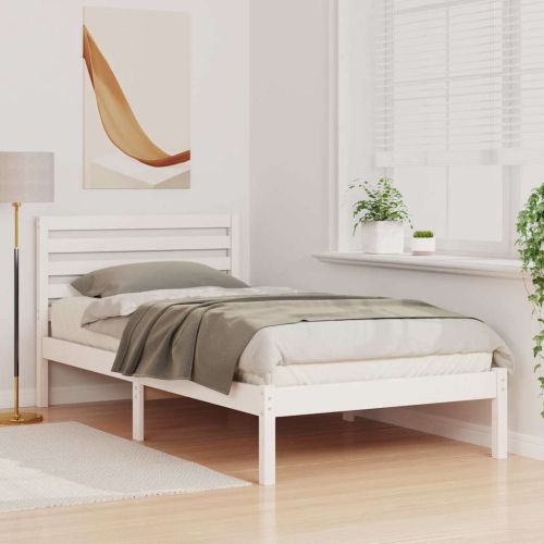 Рамка за легло с таблото Бяло 75 x 190 cm Солидно борово дърво