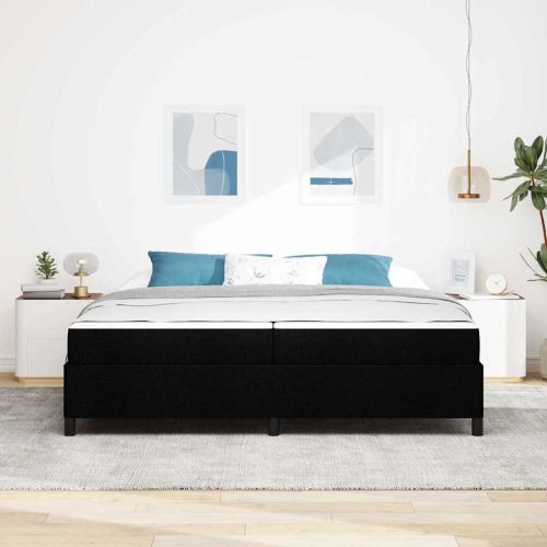 Легло с пружинирана основа Черно 200 x 200 cm текстил