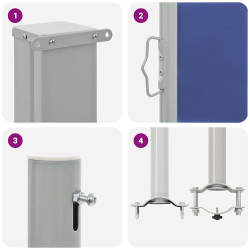 Прибираща се дворна странична тента, 120x300 см, синя