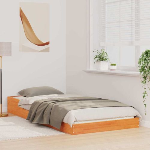 Рамка за легло Кафяво с восъчно покритие 90 x 210 cm