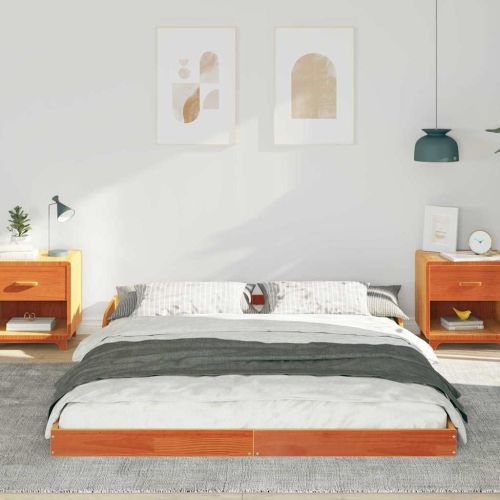 Рамка за легло Кафяво с восъчно покритие 140 x 200 cm