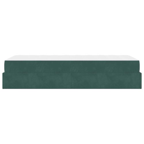 Рамка за легло с матрак с матрак 2 pcs Зелен Кадифе