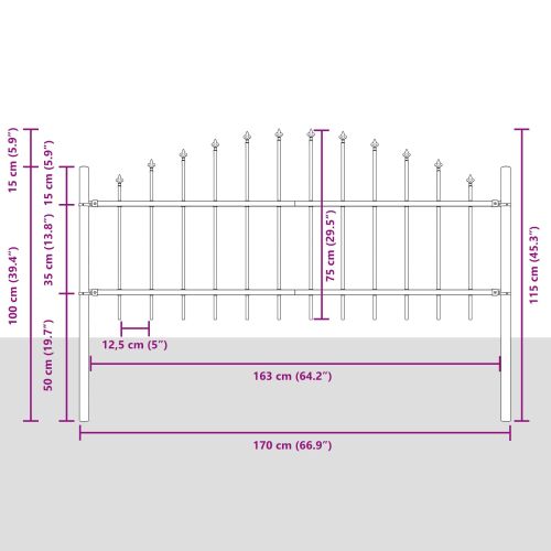 Градска ограда Сив 170 x 140 см Прахово боядисана стомана