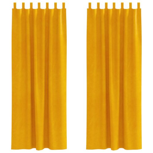 Затъмняващи завеси 2 pcs Горчично жълто 140 x 245 cm Кадифе