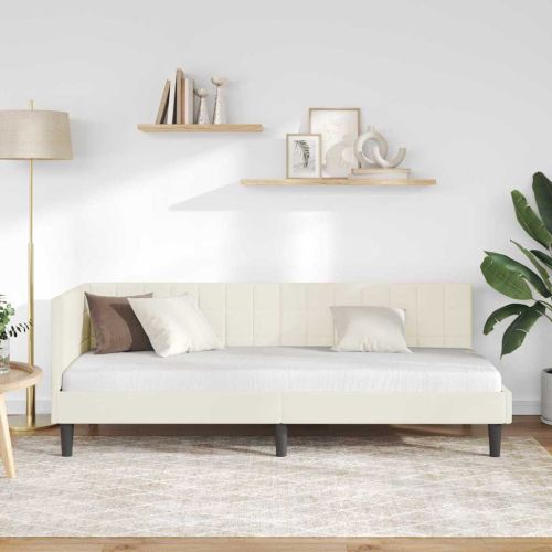 Ъглова рамка за легло с таблото Крем 80 см x 200 см Кадифе