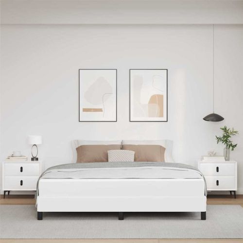 Рамка за легло с матрак Чисто бяло 180 x 200 cm текстил