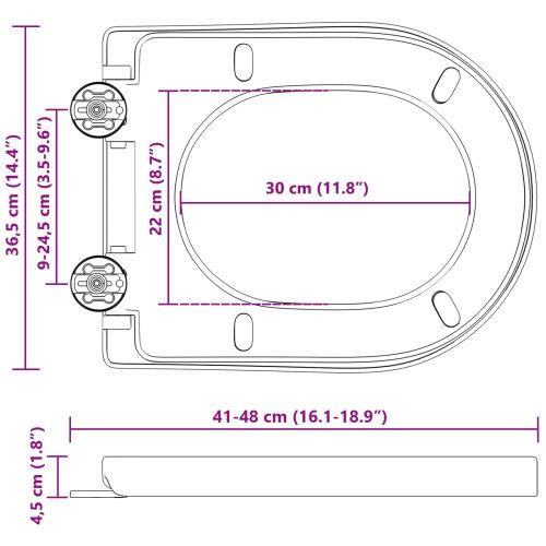 Тоалетна седалка Черно 48 x 36,5 x 4,5 см Полипропилен