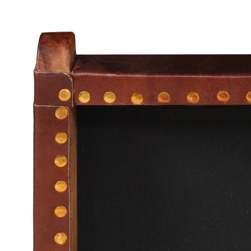 Сгъваем релакс стол, кафяв, естествена кожа