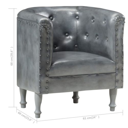 Фотьойл, сив, естествена кожа