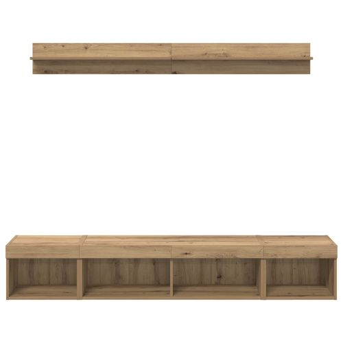 Комплект за стена на телевизор 5 pcs Дъб Инженерно дърво