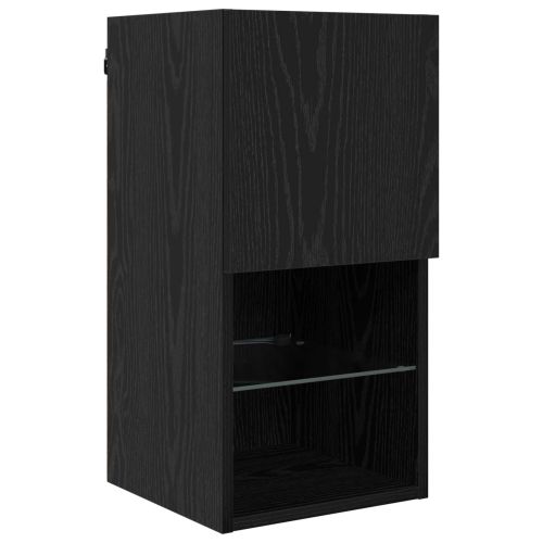 ТВ стенни единици с LED 6 pcs Черния дъб Инженерно дърво