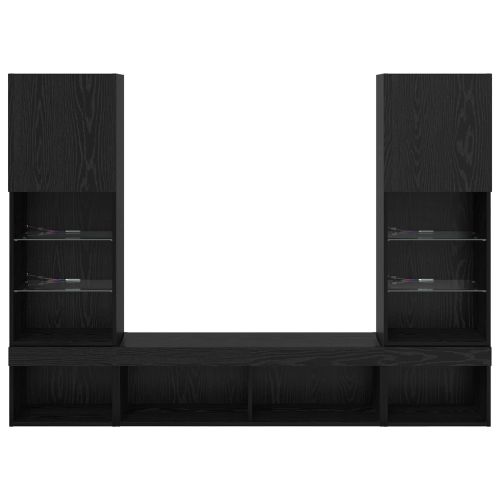 ТВ стенни единици с LED 5 pcs Черния дъб 40,5 x 30 x 102 см