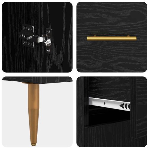 Висок шкаф с чекмедже Черния дъб 69,5 x 34 x 180 см Инженерно дърво