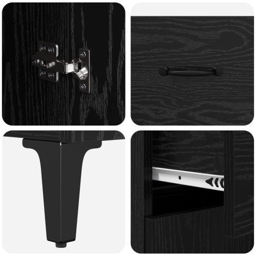 Висок шкаф с чекмедже Черния дъб 69,5 x 34 x 180 см Инженерно дърво