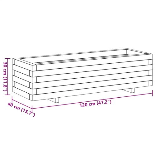Повдигната леха, 120x40x30 см, дървена, правоъгълна