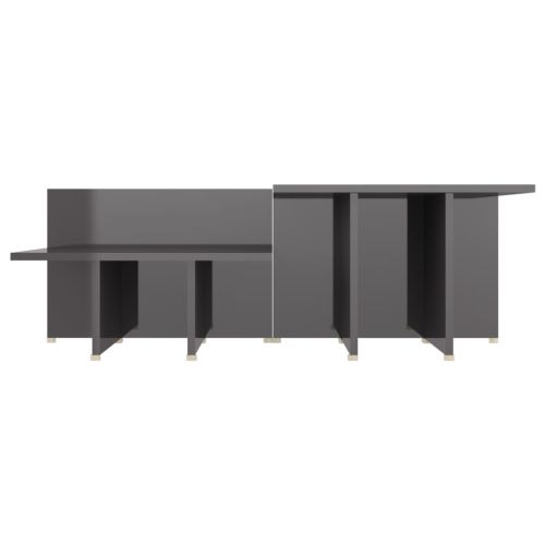 Кафе маси, 2 бр, сив гланц, 111,5x50x33 см, инженерно дърво