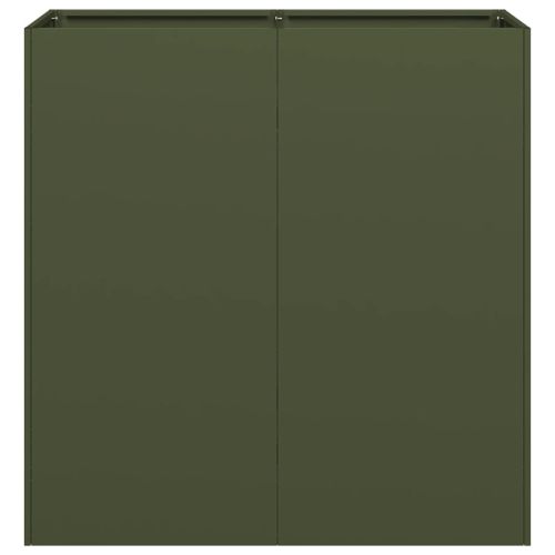 Кашпа, маслиненозелена, 80x40x80 см, студеновалцувана стомана