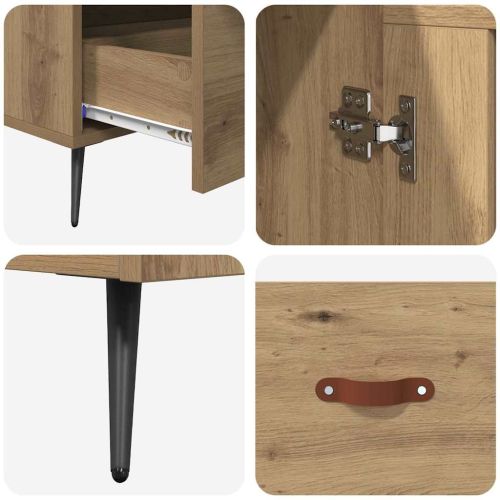 Висок шкаф Дъб 69,5 x 31 x 115 см Инженерна дървесина и стъкло