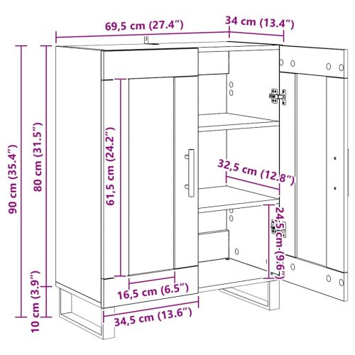 Служебен шкаф Черния дъб 69,5 x 34 x 90 см Инженерно дърво