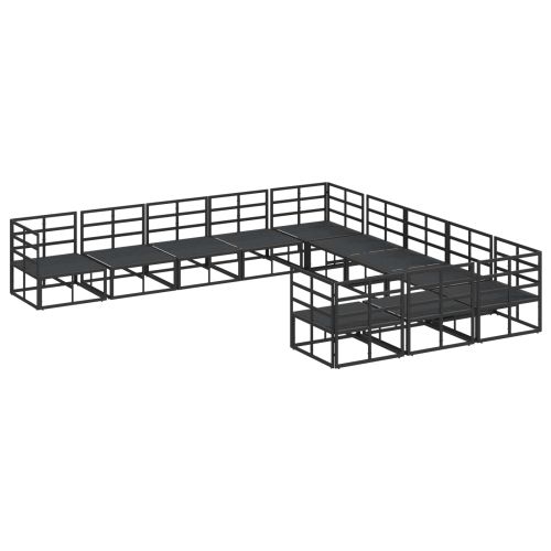 Градински Софа Комплект с възглавница 11 pcs Черно Алуминий