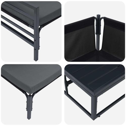 Градински Софа Комплект с възглавница 6 pcs Черно Стомана