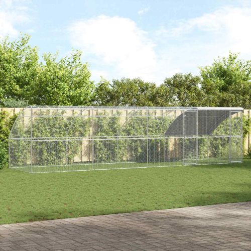 Клетка за пилета 4 pcs Сребрист 800 x 200 x 200 см Стомана и PE