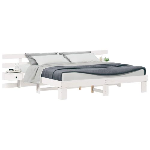 Рамка за легло с таблото Бяло 180 x 200 cm Солидно борово дърво