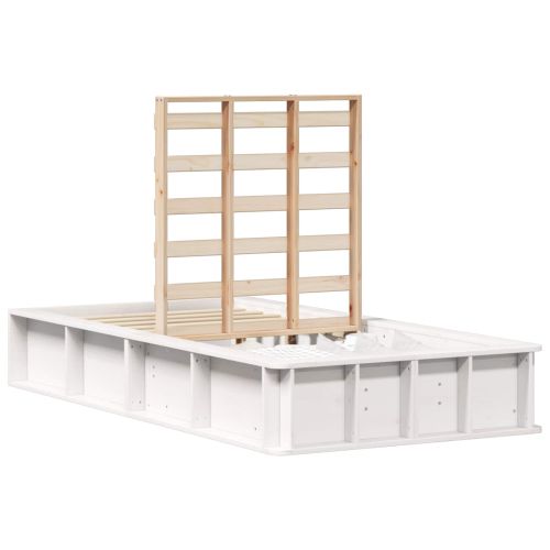 Рамка за легло Бяло 100 x 200 cm Солидно борово дърво