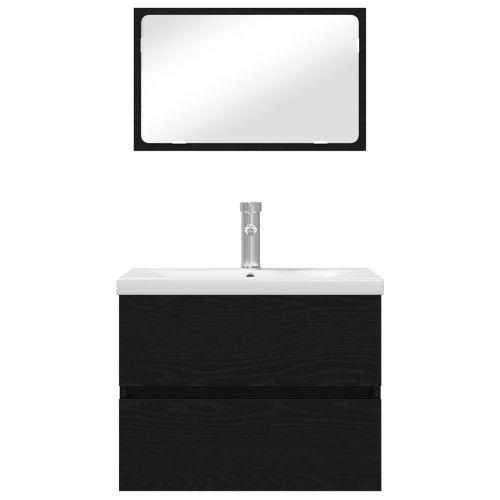 Комплект мебели за баня 3 pcs Черния дъб Инженерно дърво