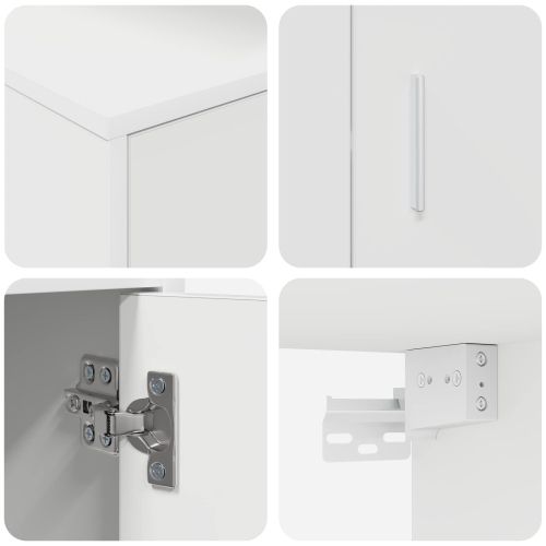 Комплект ТВ шкаф Монтиране на стена 4 pcs Бяло Инженерно дърво