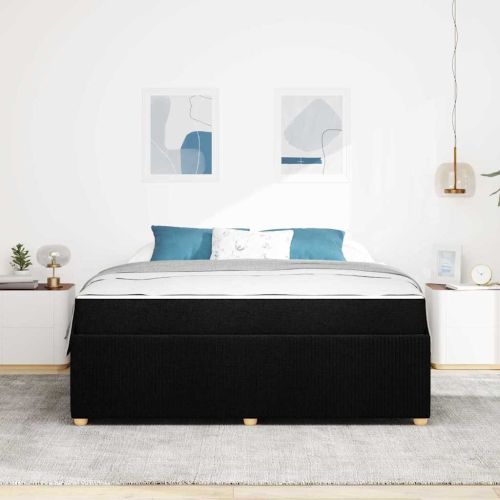 Рамка за легло с матрак Черно 180 x 200 cm текстил