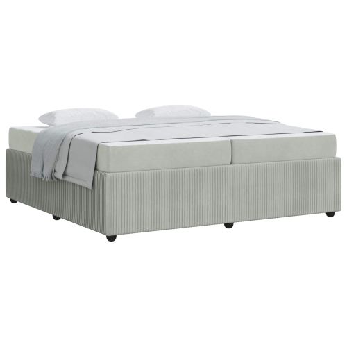 Рамка за легло с матрак Светлосиво 200 x 200 cm текстил