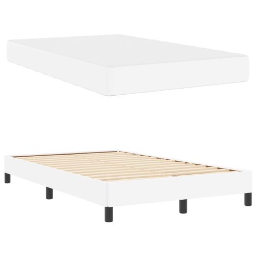 Рамка за легло с матрак Чисто бяло 120 x 200 cm текстил