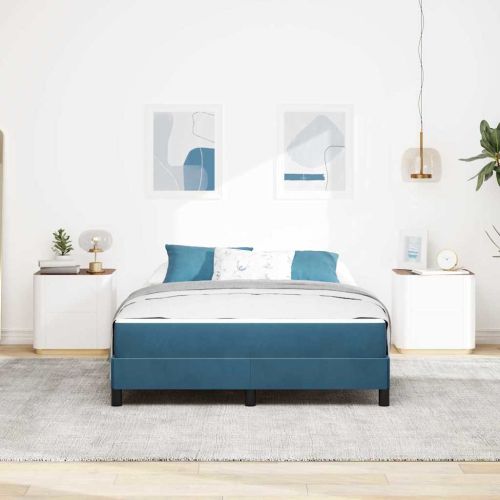 Легло с пружинирана основа Тъмен син 140 x 200 cm текстил